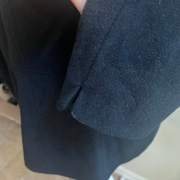 Navy Blue Double Breasted Wool Pea Coat Jacket St. John's Bay Women's Size L - Picture 5 of 10